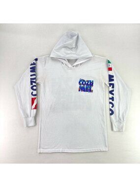 VTG Cozumel, Mexico Men's Marine Life Lightweight Hoodie White • Small